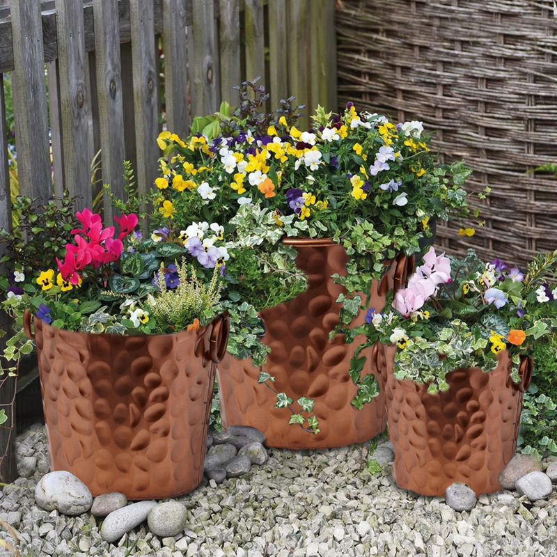 Benzara Distinctively 3Piece Iron Pot Planter Set Wayfair